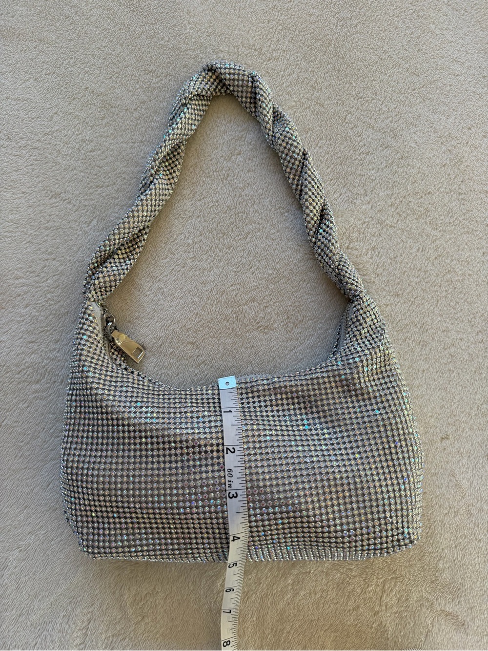 Silver Crystal-Embellished Women's Shoulder Bag - Picture 6 of 8